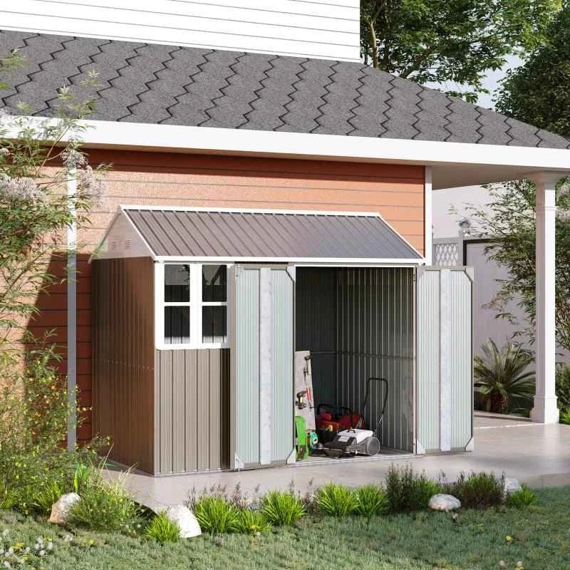 Grey and White Corrugated Shed With Window - Trade Warehouse