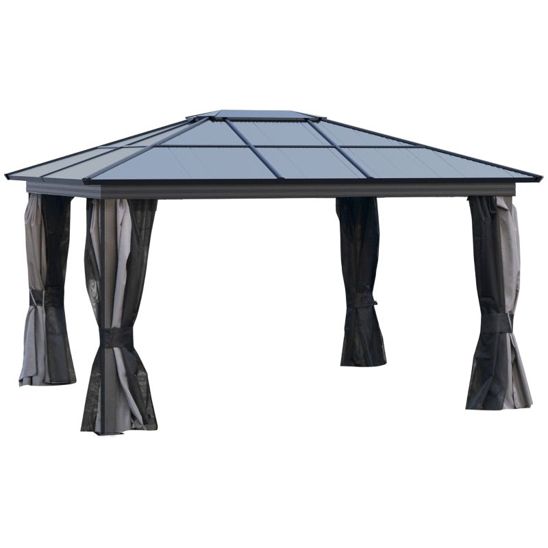 Grey Gazebo With Polycarbonate Roof & Aluminium Frame - Trade Warehouse