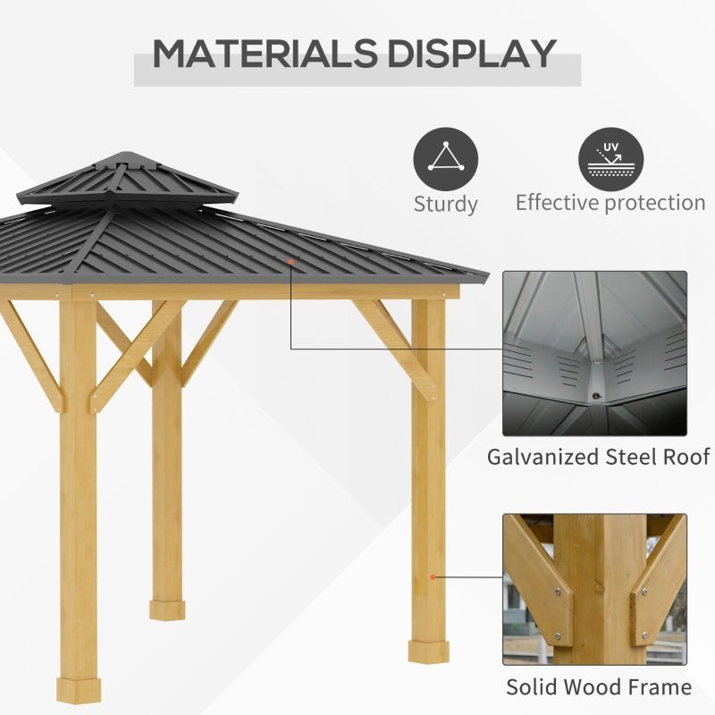Grey Hardtop Gazebo With Wooden Frame - Trade Warehouse