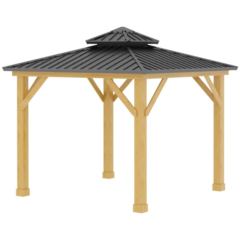 Grey Hardtop Gazebo With Wooden Frame - Trade Warehouse