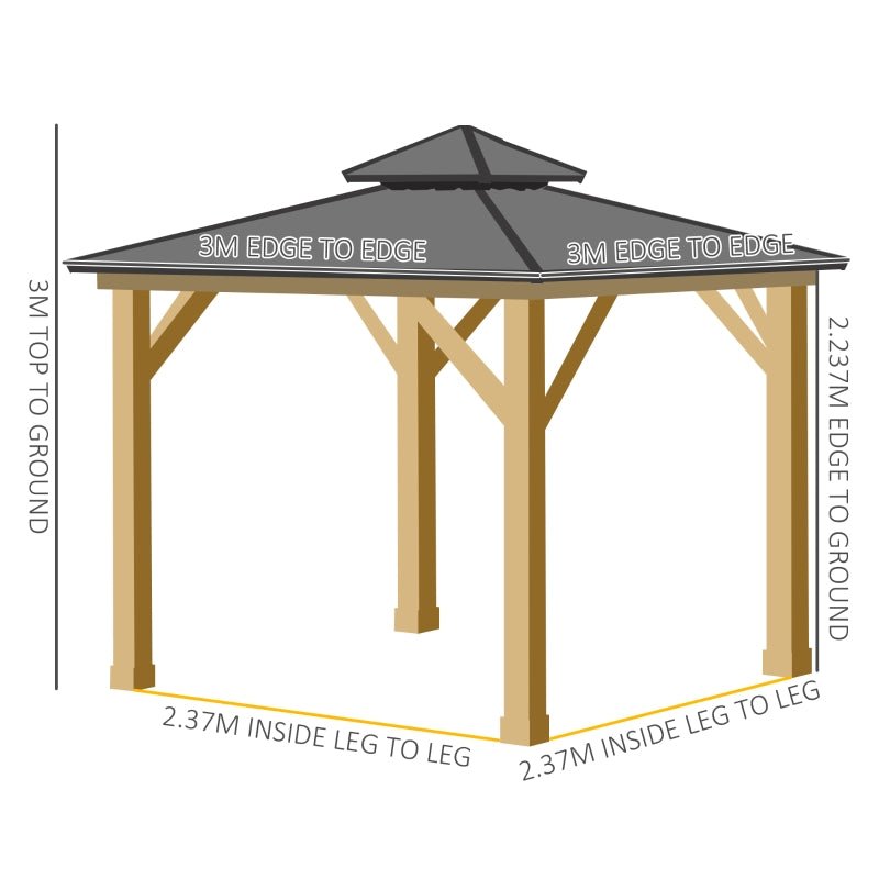 Grey Hardtop Gazebo With Wooden Frame - Trade Warehouse