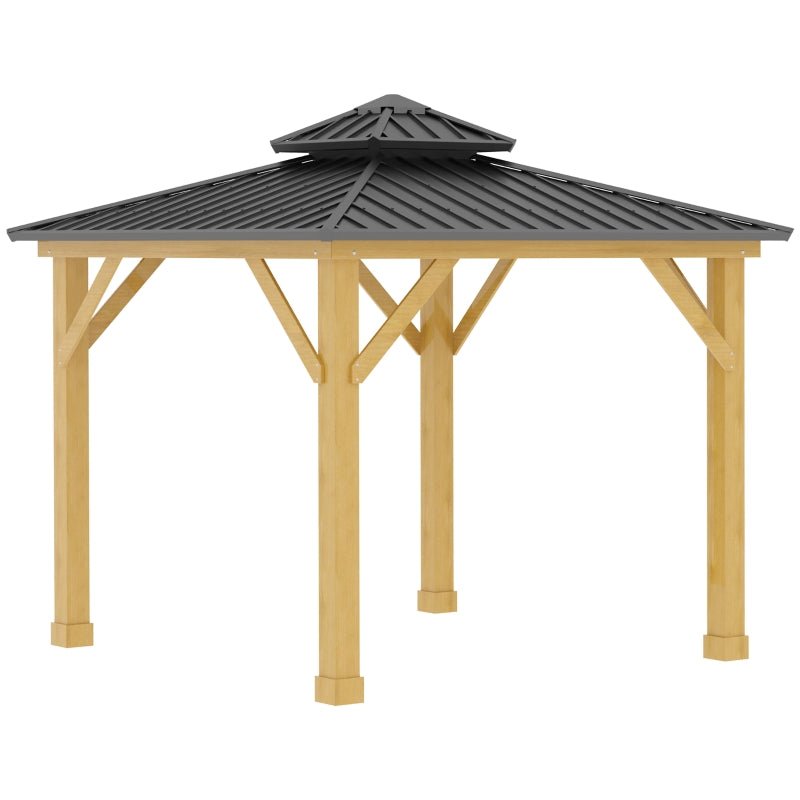 Grey Hardtop Gazebo With Wooden Frame - Trade Warehouse
