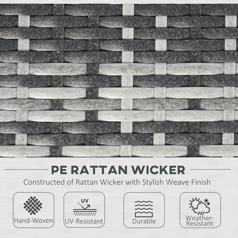 6 Piece Rattan Sofa & Coffee Table Set With Grey Pillow Cushions