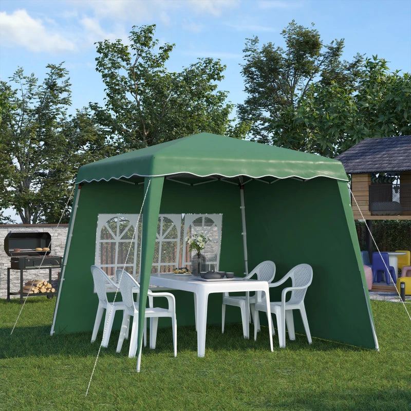 Green Pop Up Tent with 2 Sidewalls and Carry Bag