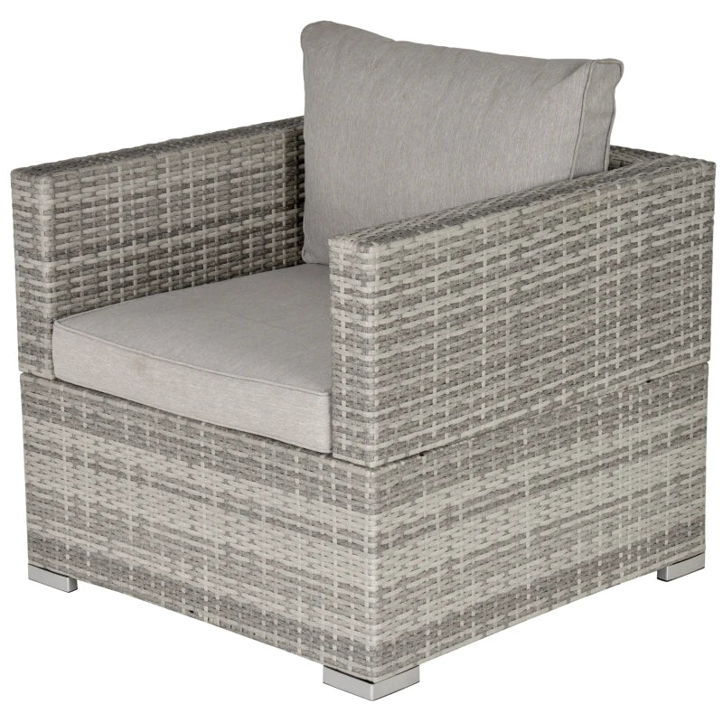 Light Grey Single Seater Rattan Chair with Padded Cushions