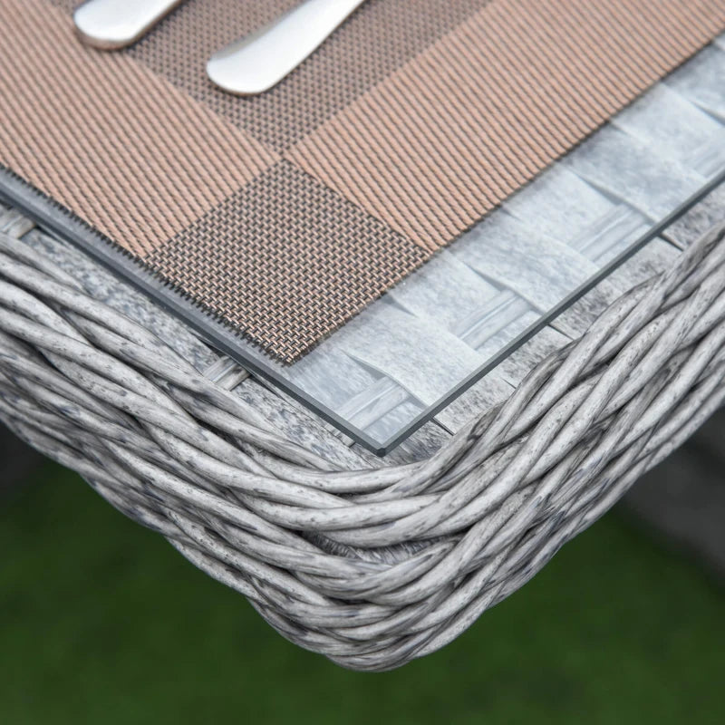 8 Seater Grey Rattan Dining Set With Table