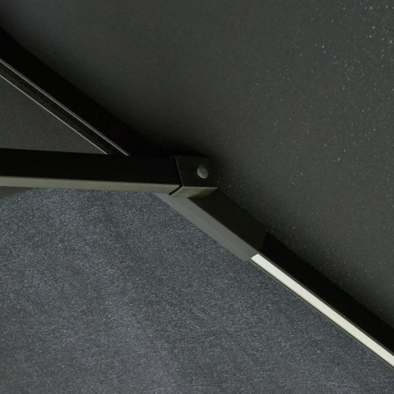 Black 3m Parasol With LED Solar Lights