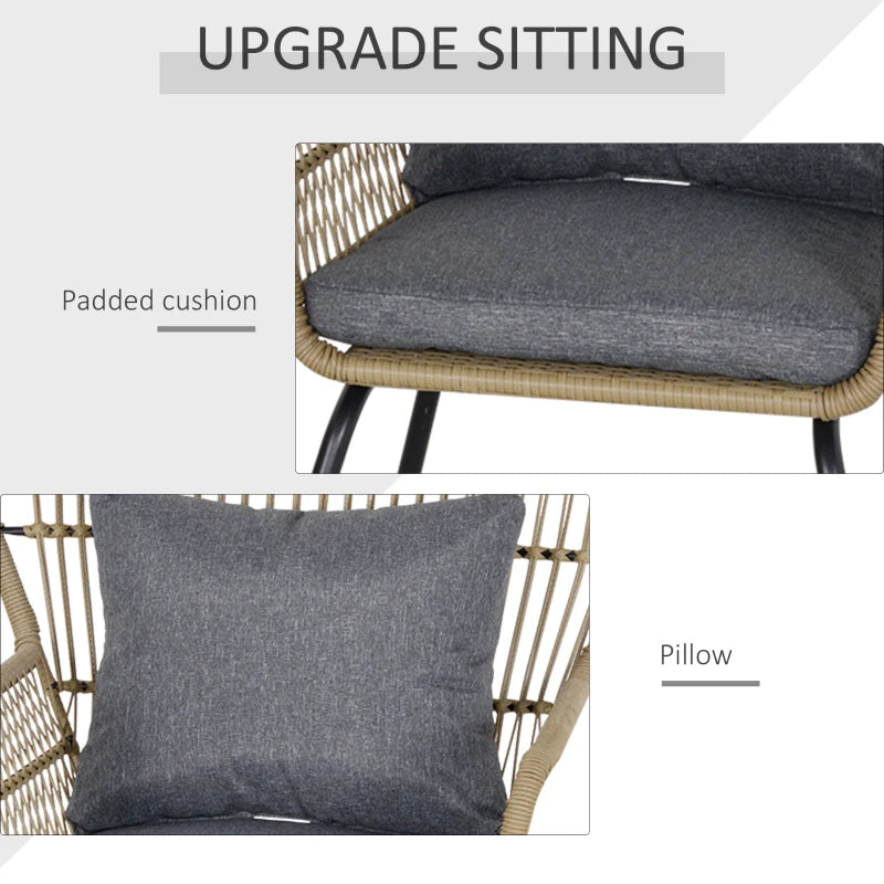 3 Piece Balcony Bistro Set With Metal Frame Wrapped in Brown Wicker