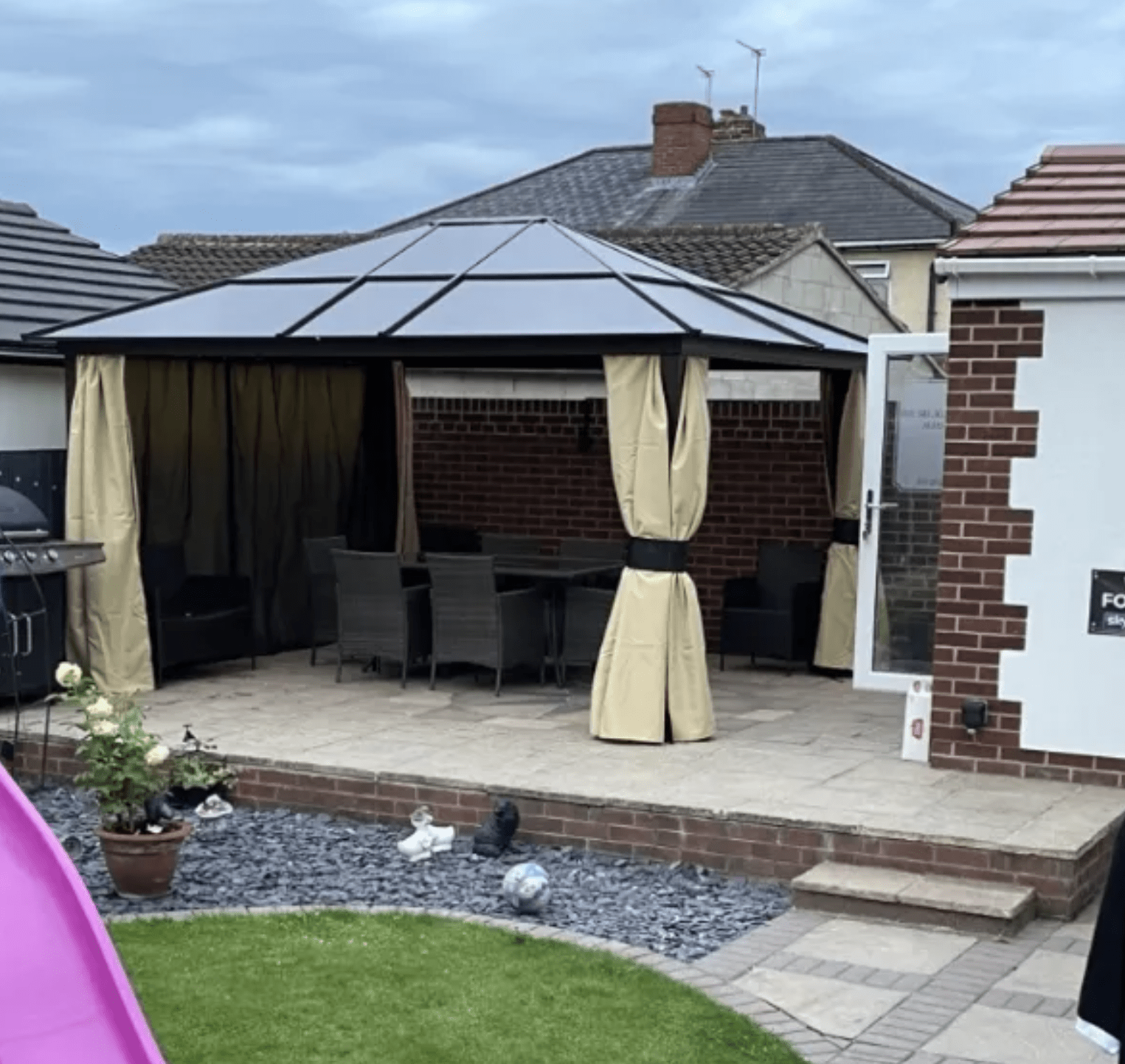 Hardtop Garden Pavillion With Metal Frame - Trade Warehouse