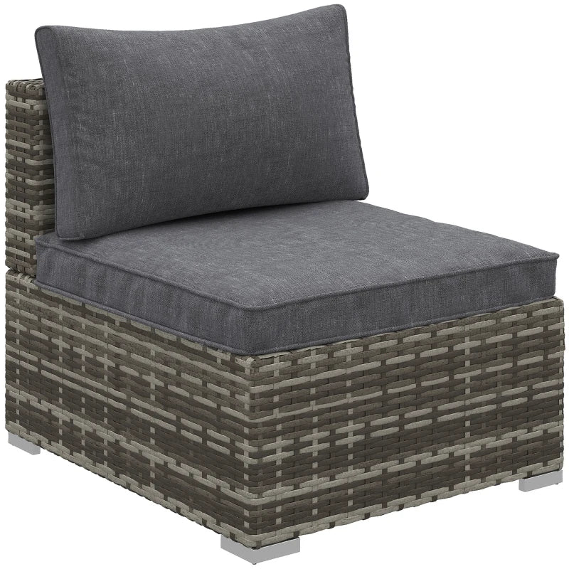 Grey Rattan Armless Chair with Adjustable Footpads and Back