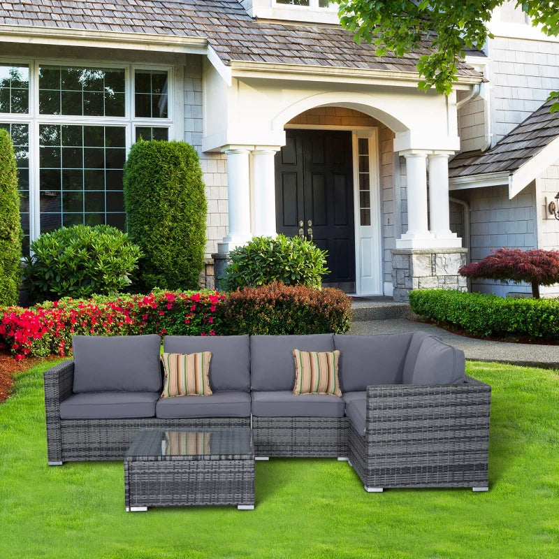 Grey 4 Piece Conservatory Dining Set With Coffee Table