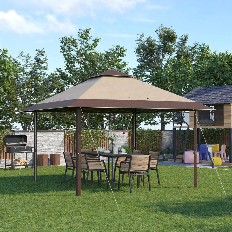Brown 4 x 4m Pop-up Gazebo With Adjustable Legs