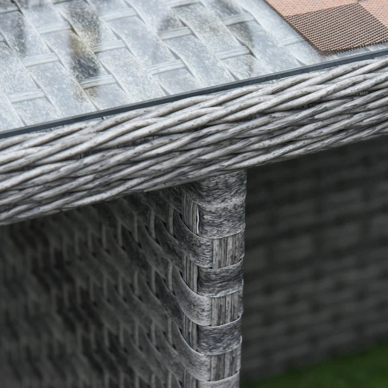 8 Seater Grey Rattan Dining Set With Table