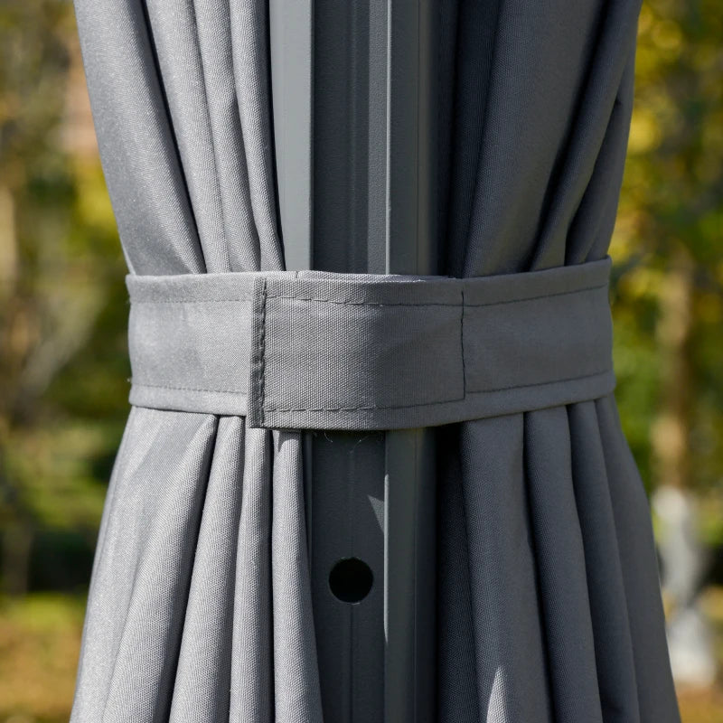 2.55H x 2.98m Light Grey Adjustable Cantilever Parasol With LED Lights