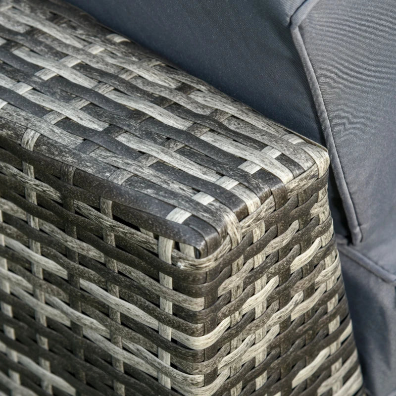 6 Piece Rattan Sofa & Coffee Table Set With Grey Pillow Cushions