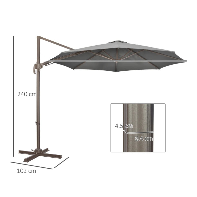 Dark Grey 3m 360° Rotation Parasol Shade