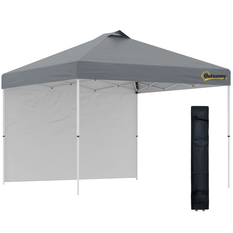 3m x 3m Grey Pop Up Gazebo with 1 Side and Roller Bag