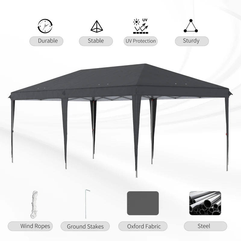Black Pop Up Gazebo - Height Adjustable With Carrying Bag