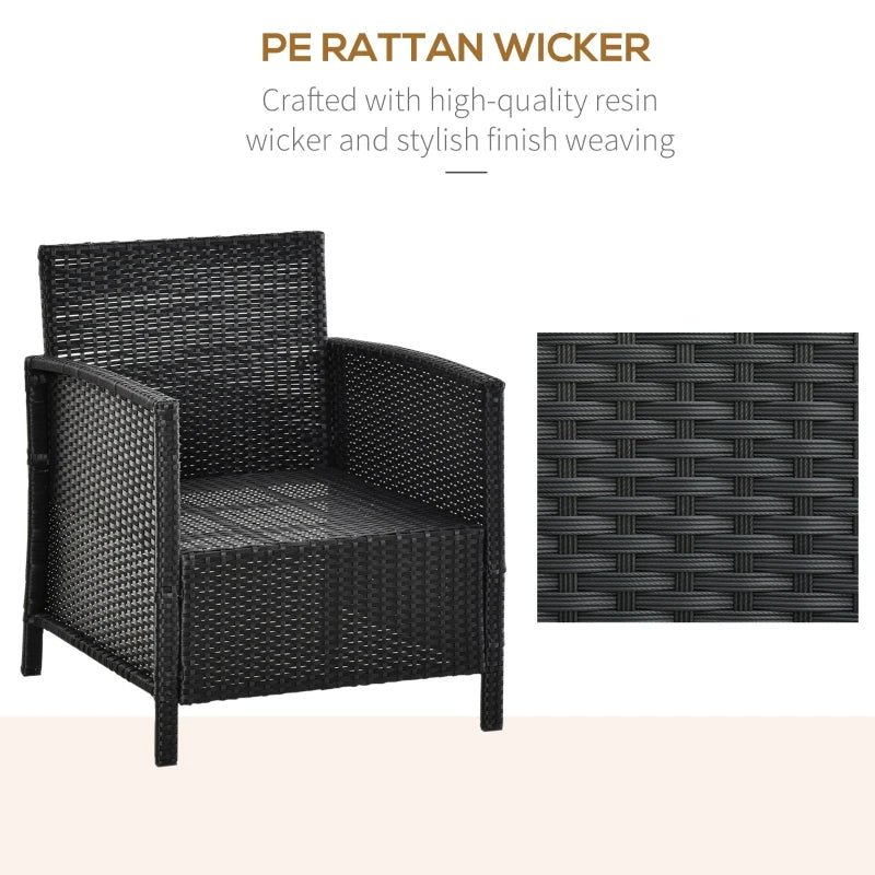 Black Rattan Bistro Set With Pillows