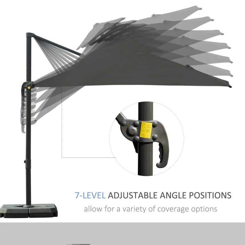 Grey Square Parasol With 360° Rotation