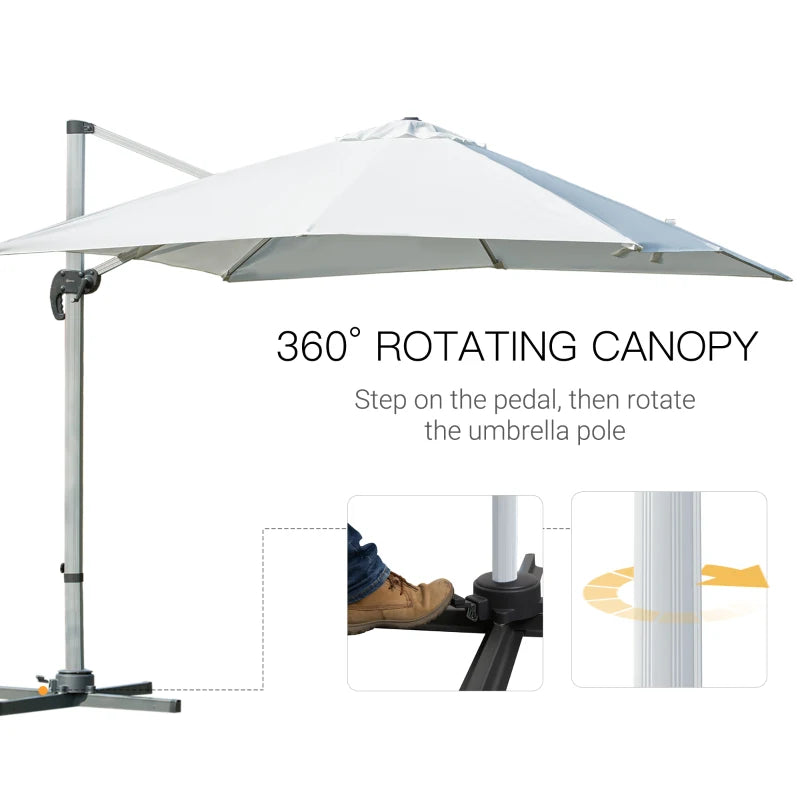 White 3m x 3m Cantilever Parasol With Aluminium Frame