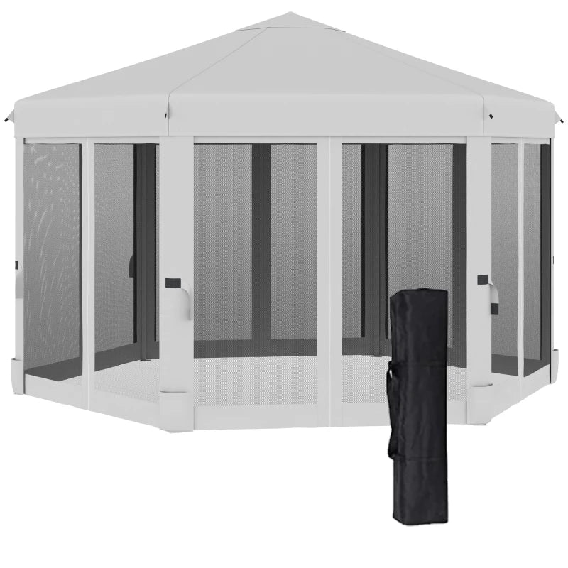 Light Grey Hexagonal Pop Up Canopy Tent With Bag
