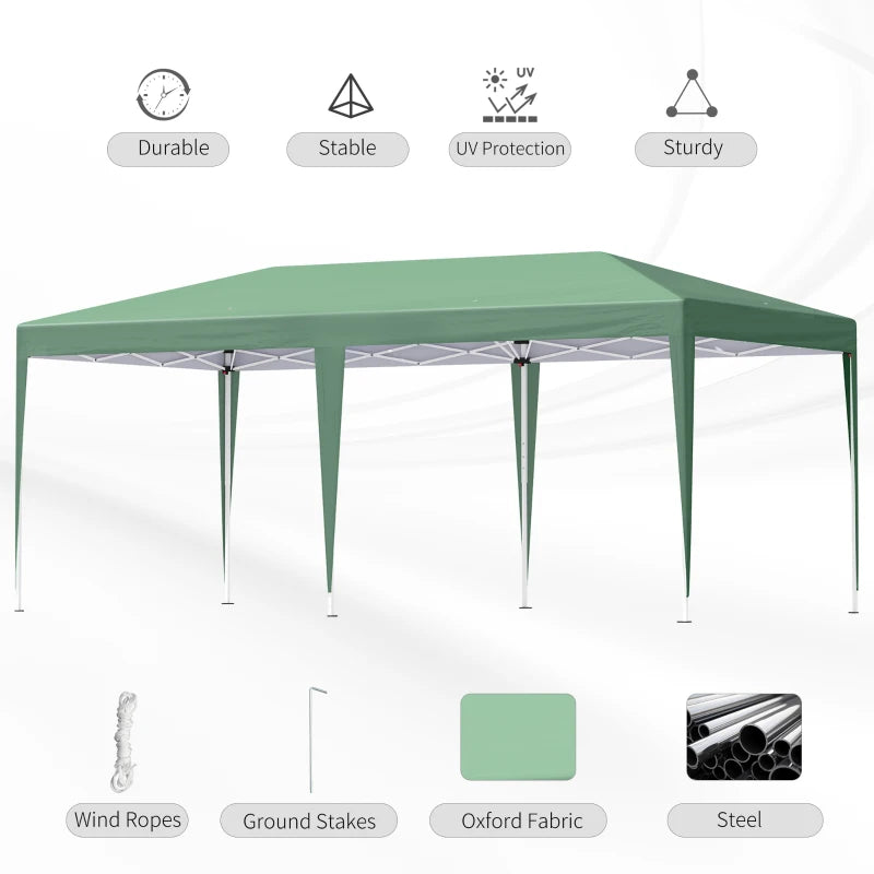Green 6m x 3m x 2.65m Pop Up Gazebo With Double Roof and Carrying Bag