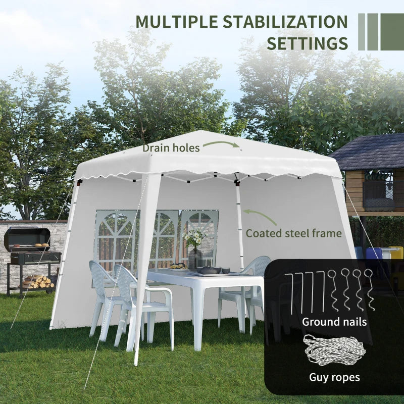 Pop Up Gazebo with 2 Sides, Slant Legs and Carry Bag