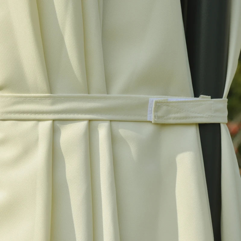 Beige Double Canopy Offset Parasol With Steel Pole