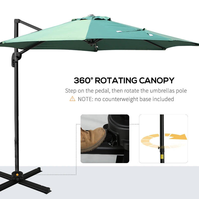 2.94m x 2.48H Green Parasol With 360° Rotation