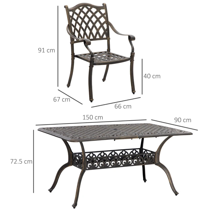Bronze 7 Piece Cast Aluminium Patio Furniture Set
