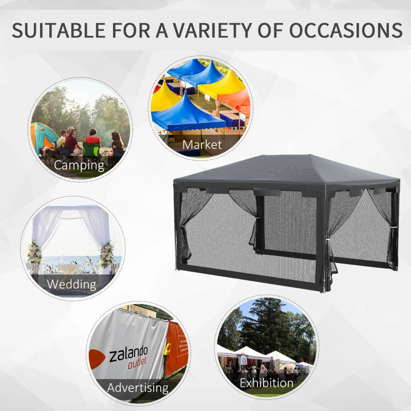 Dark Grey 4m x 3m Pop Up Gazebo