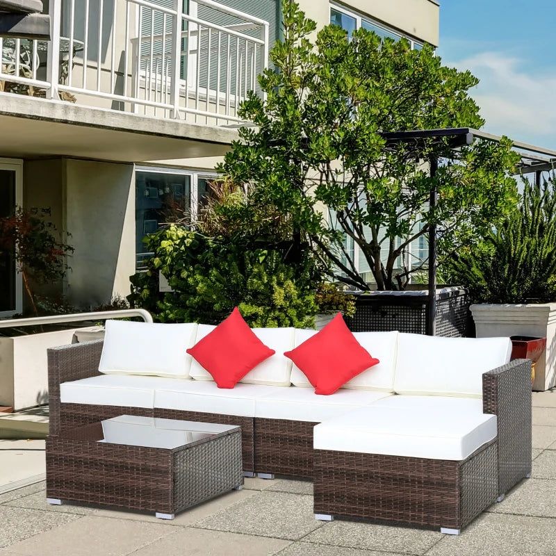 6 Piece Wicker Sofa - Brown Aluminium Frame With Cushions