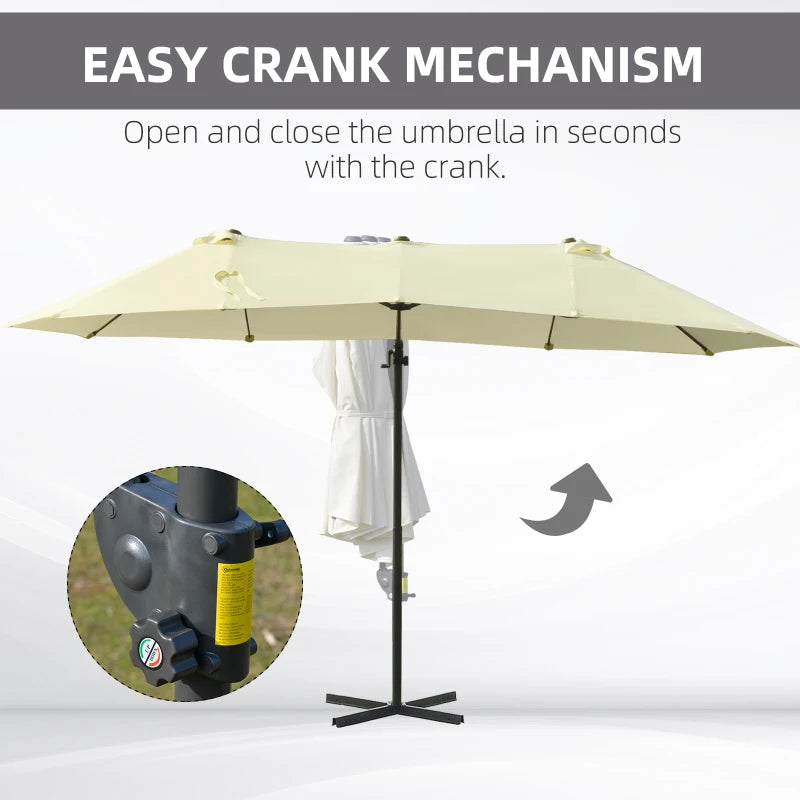 Beige Double Canopy Offset Parasol With Steel Pole
