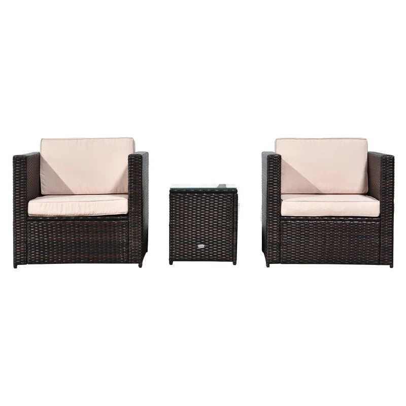 Brown 2-Seater Rattan Chair Set With Steel Frame