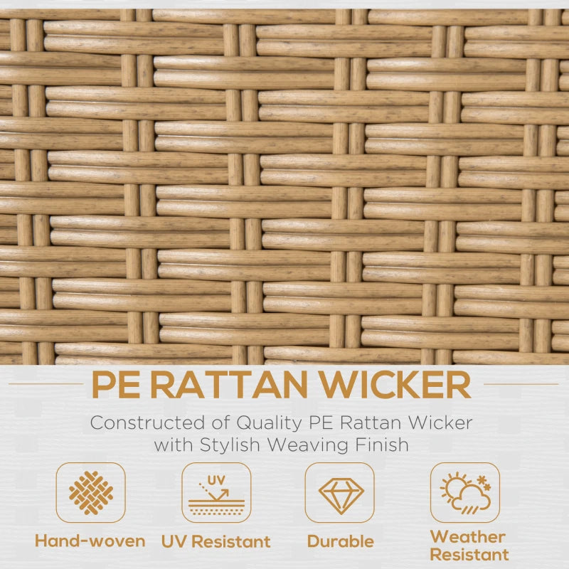 Light Brown 4 Piece Rattan Furniture Set With Adjustable Table & Thick Cushions