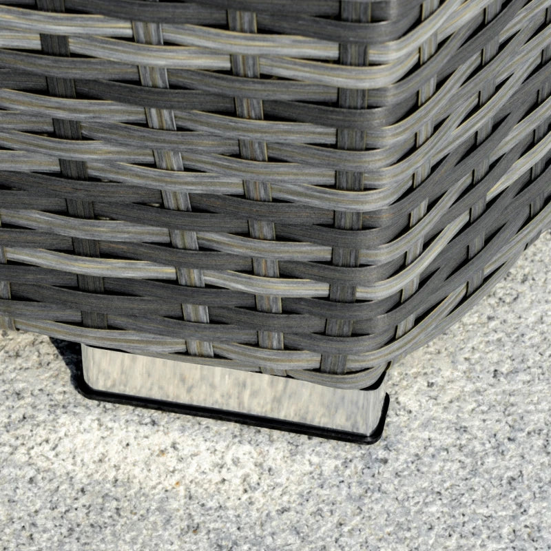 Grey 4 Seater Rattan Corner Sofa Set With Padded Cushions & Topper Coffee Table