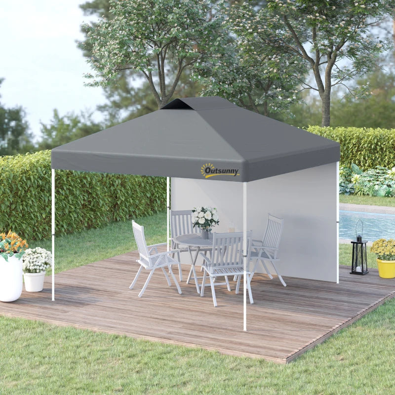 3m x 3m Grey Pop Up Gazebo with 1 Side and Roller Bag