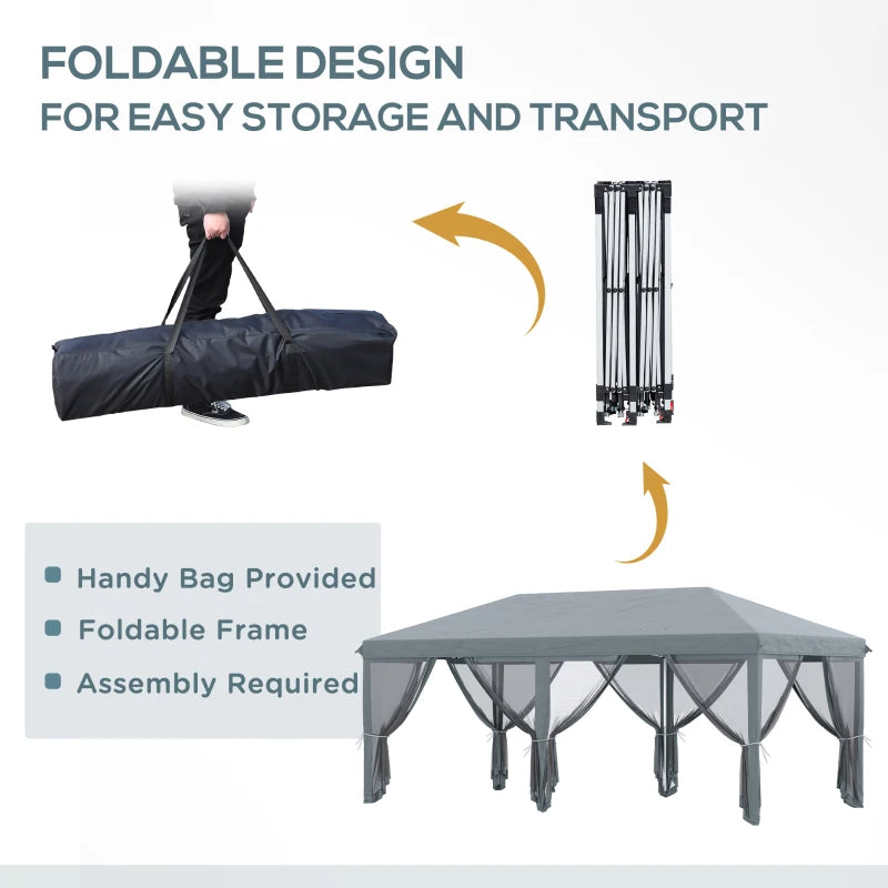 6m x 3m Pop Up Canopy with 6 Mesh Walls