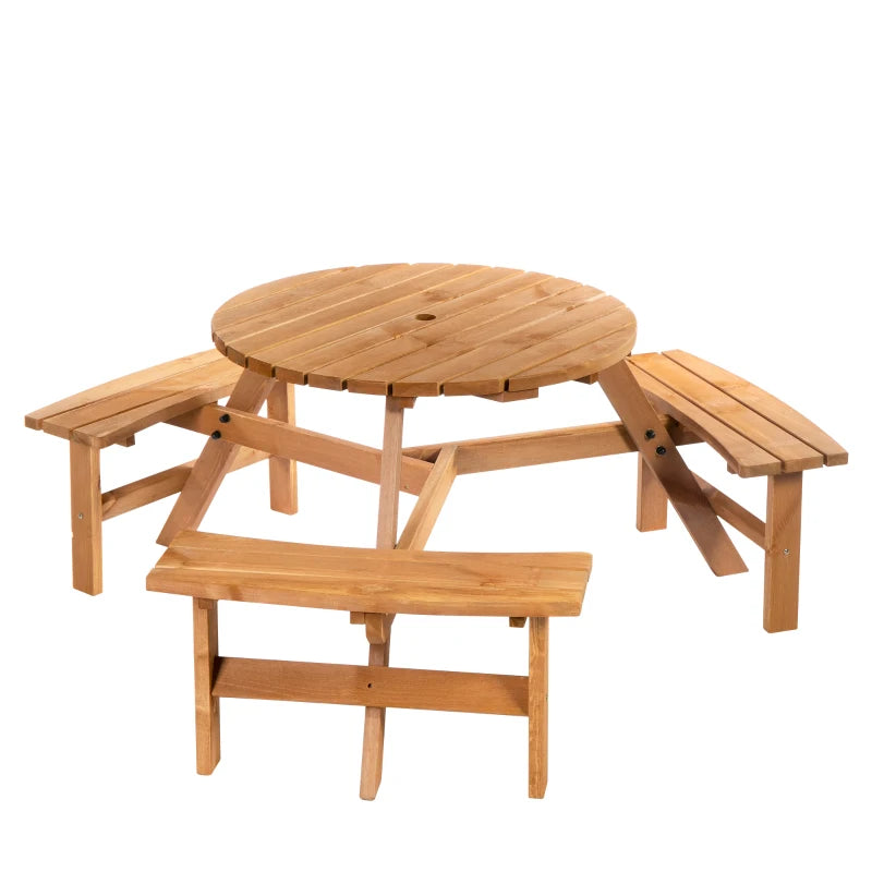 Wooden Pub Parasol Table and Bench Set