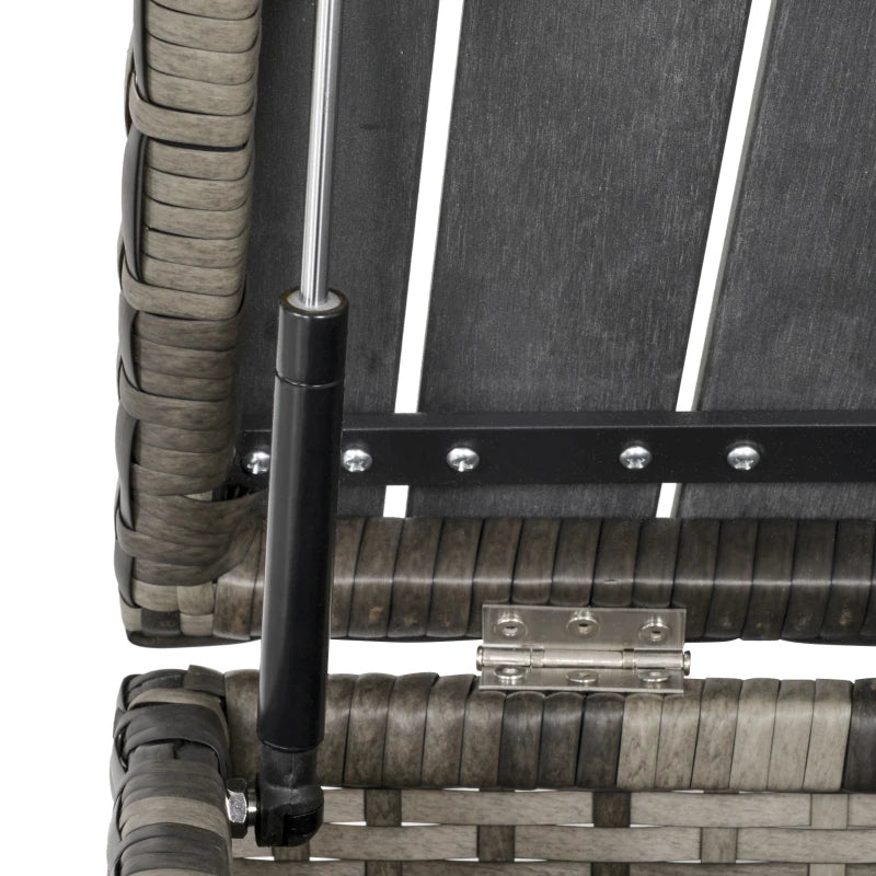 8 Piece Grey Half Round Rattan Sofa Set With 1 Umbrella Hole, Side Table and 2 Storage Tables