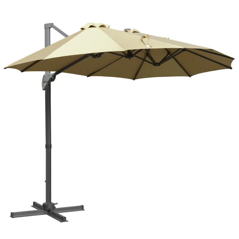 Khaki Double-Sided Rectangular Garden Parasol -  360° Rotation