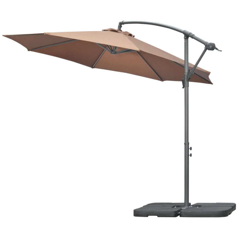 2.47H x 2.92m Coffee Parasol With Weights and Cover