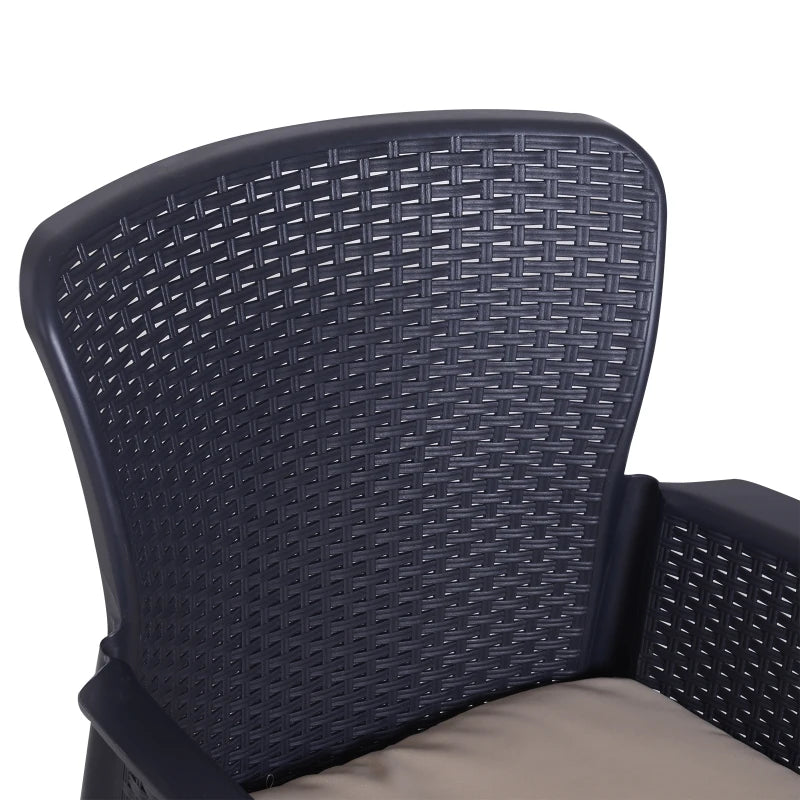 Dark Brown Rattan Effect Bistro Set - 2 Chairs & Coffee Table