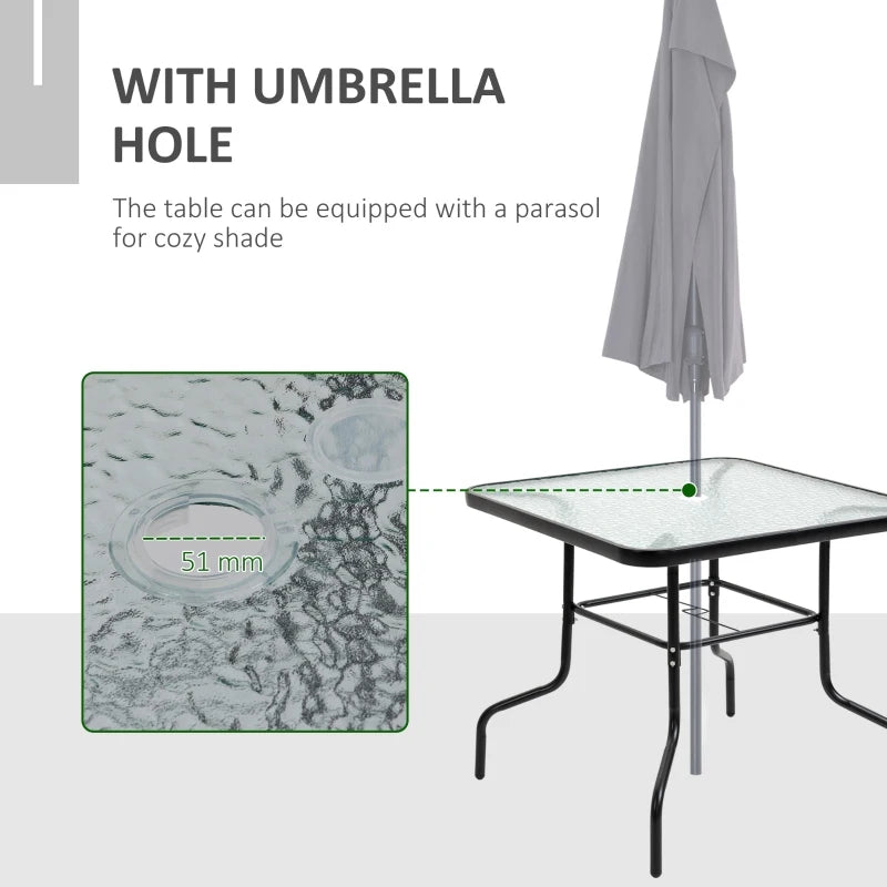 Black Framed 4 Seater Dining Set For Garden With Foldable Chairs