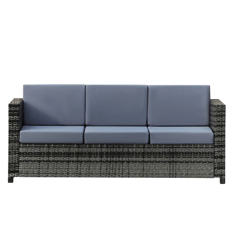 Grey 3-Seater Weather Resistant Rattan Sofa