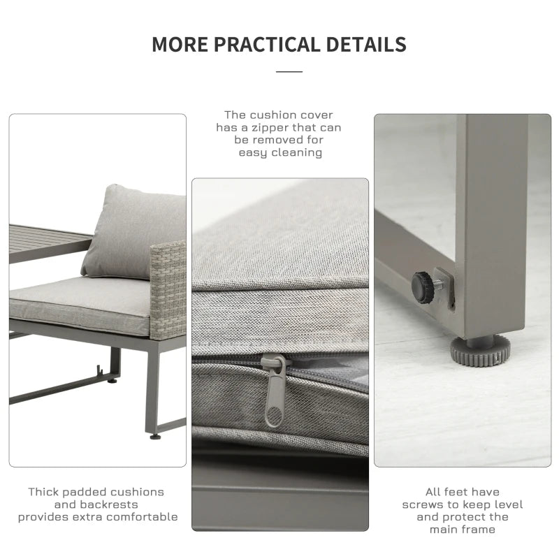 Adjustable Grey Bistro Sofa Set With Coffee Table