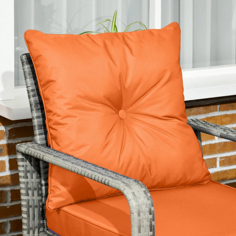 Mixed Grey Rattan Bistro Set With Orange Cushions and Storage Table
