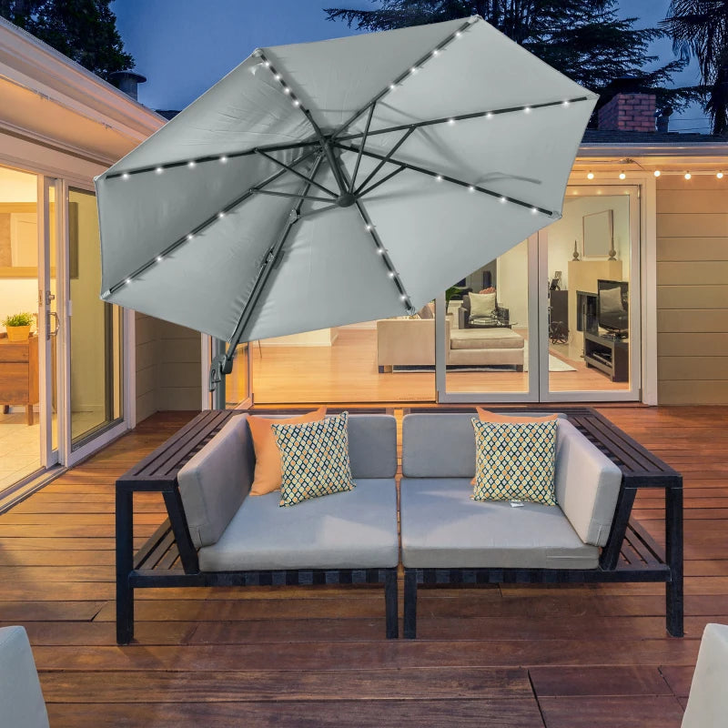Grey 3m Cantilever Parasol With Cross Base