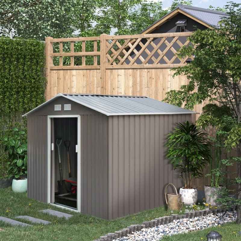 Large Grey Corrugated Metal Shed - Trade Warehouse